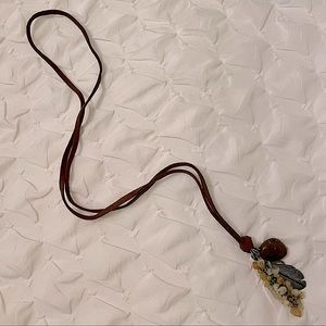 Boho Necklace with Leather Cord